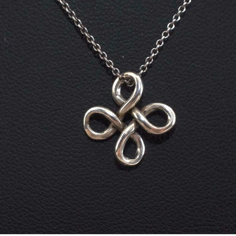 Rare🦄Auth Tiffany Elsa Peretti Silver Knot Pendant Necklace - Picture 2 of 9